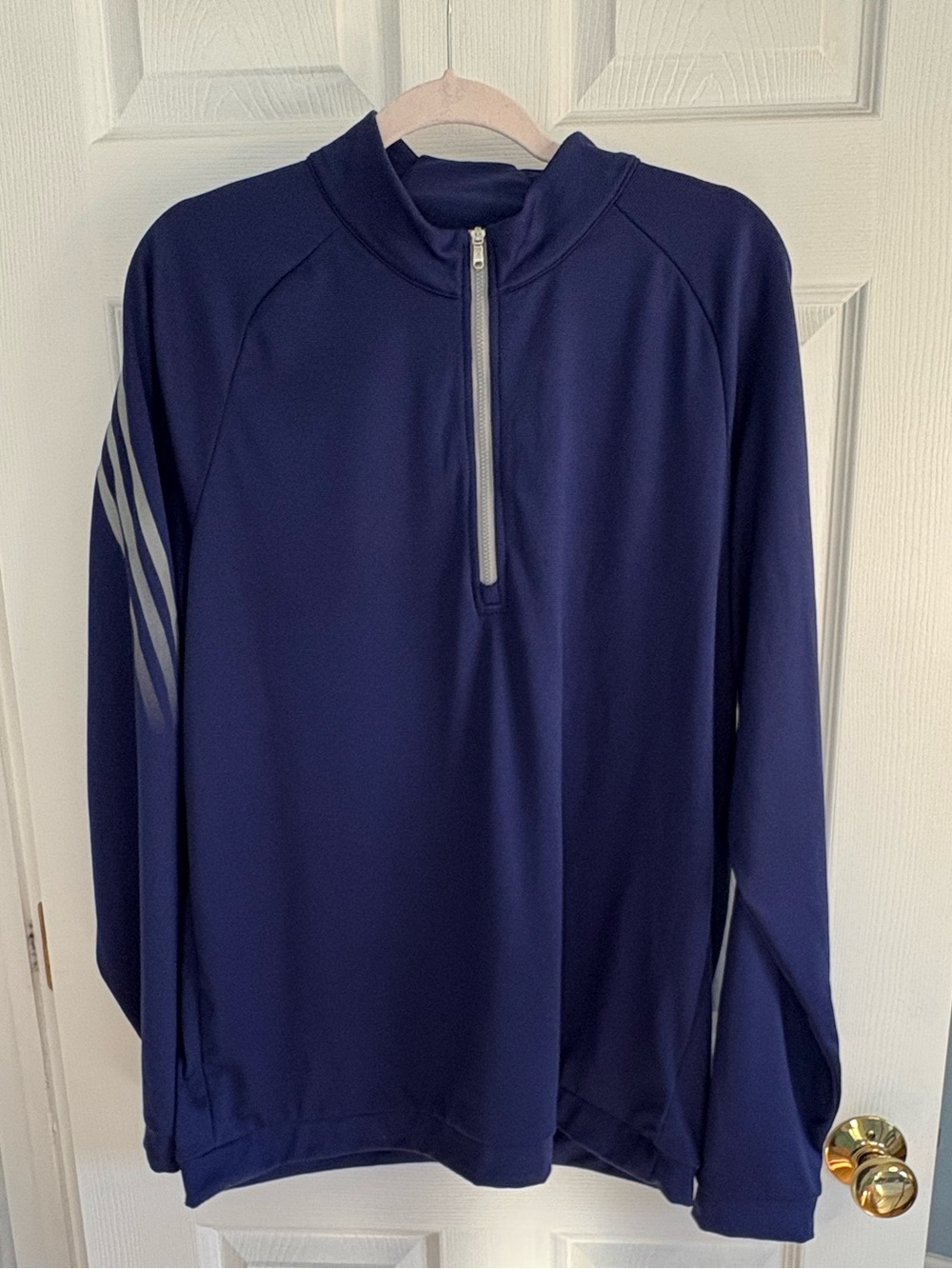 adidas Navy Half-Zip Performance Jacket with Metallic Stripe